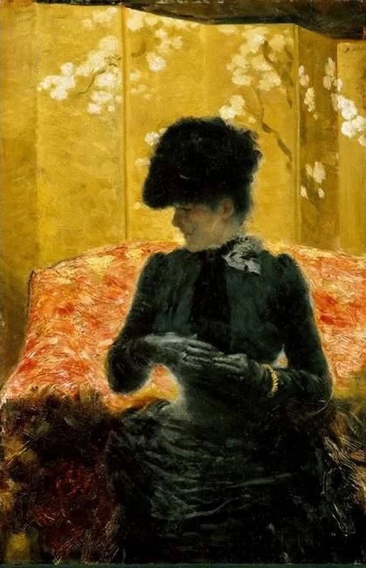 Giuseppe De Nittis - La signora sul divano rosso, 1883